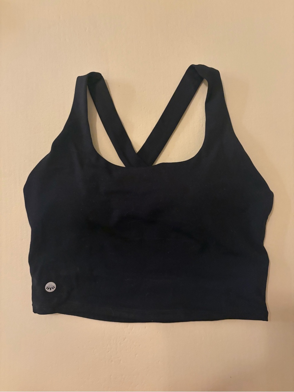 Senita Athletics Black Crossback Padded Cropped Top